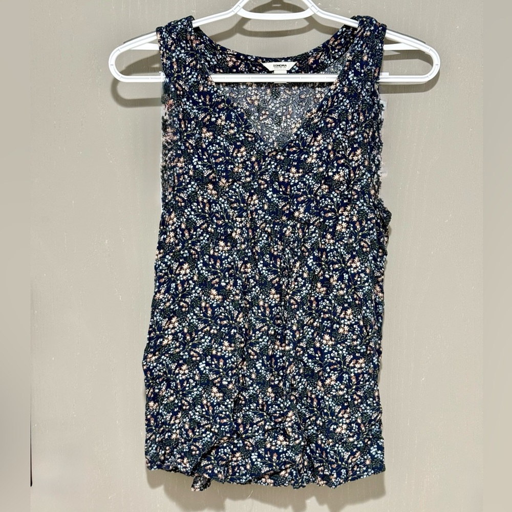 Sonoma Navy Floral Tank Top